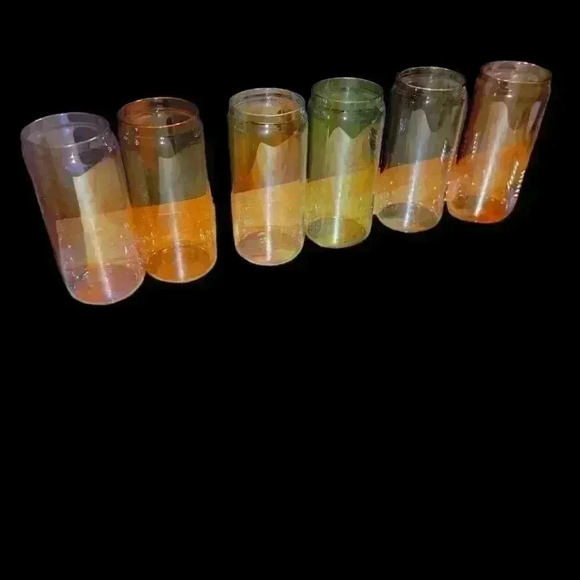 New in Box Set of 6 Rainbow Glasses with Aluminum Straws and Straw Cleaners - Picture 1 of 10